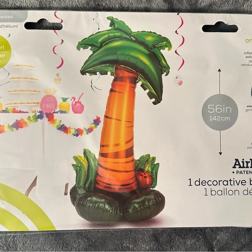 Palm Tree Balloon Foil Jumbo Party 4 Feet Tropical Free Standing Air Filled